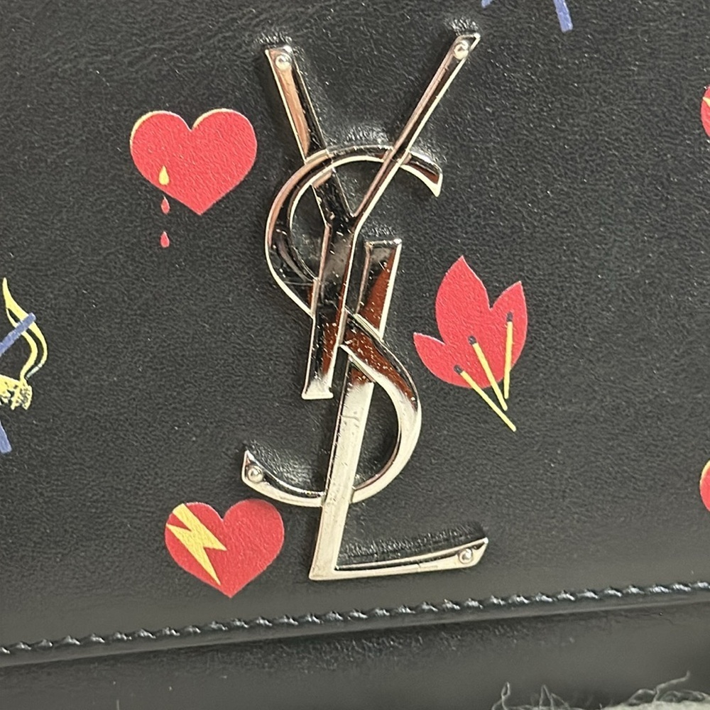 💯Authentic YSL Black Calfskin Printed Kate Medium, Black🍀 - Picture 5 of 17